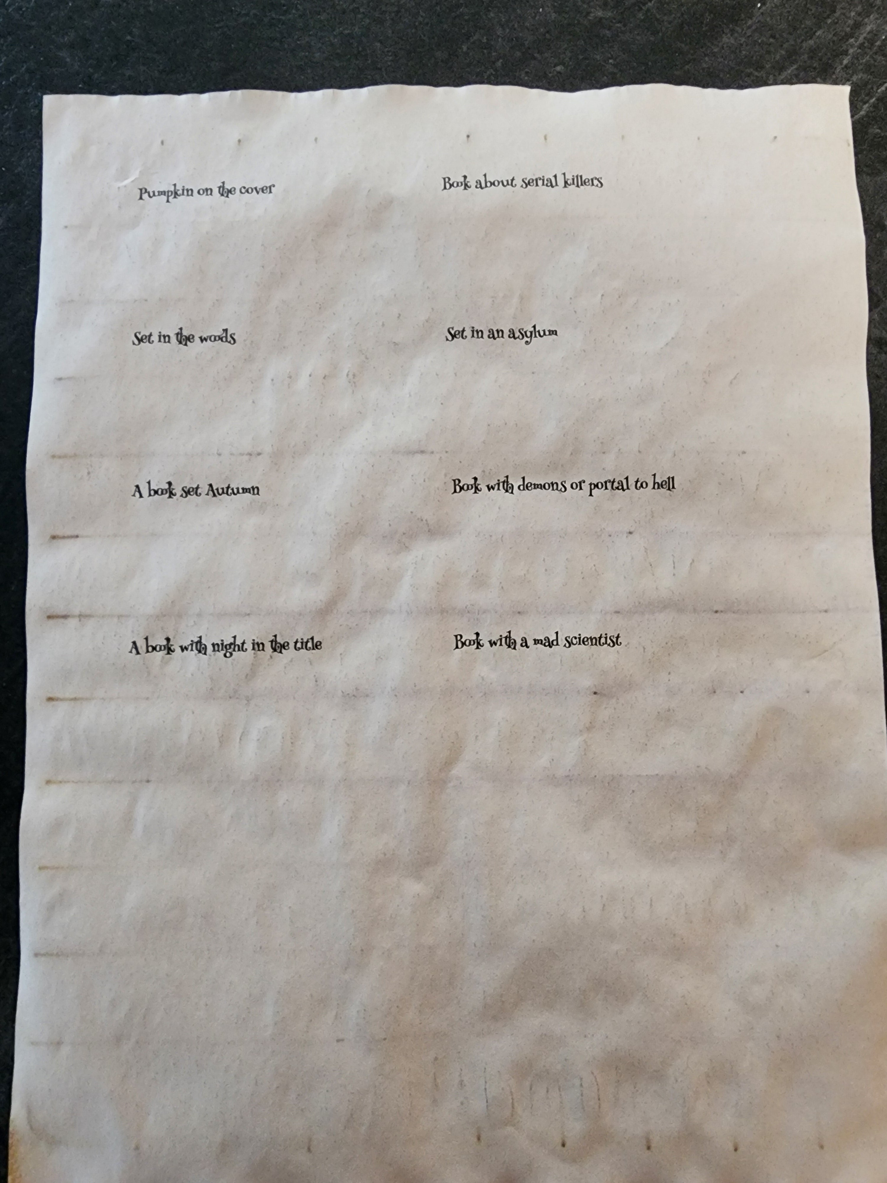 Reading Prompt Jar Spooky Season