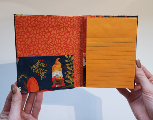 3x5 Refillable Notepad Holder Blue Gnomes