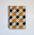 3x5 Refillable Notepad Holder Orange and Black Checker