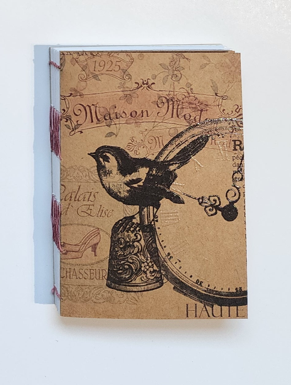 A6 French Link Journal vintage bird
