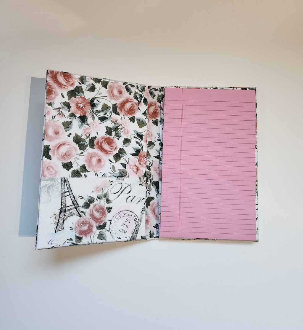Jr. Legal Refillable Notepad Holder Pink Roses