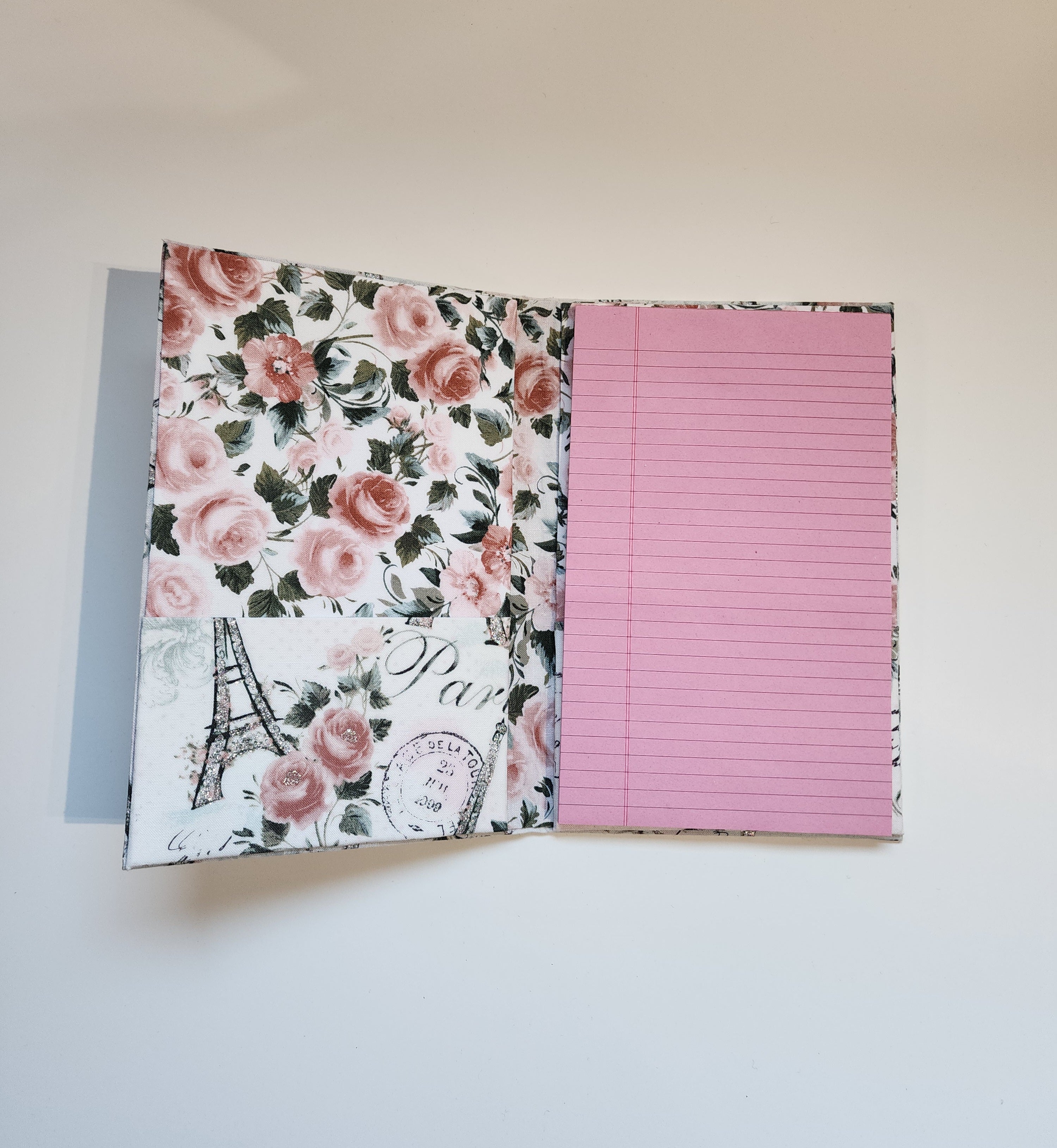 Jr. Legal Refillable Notepad Holder Pink Roses