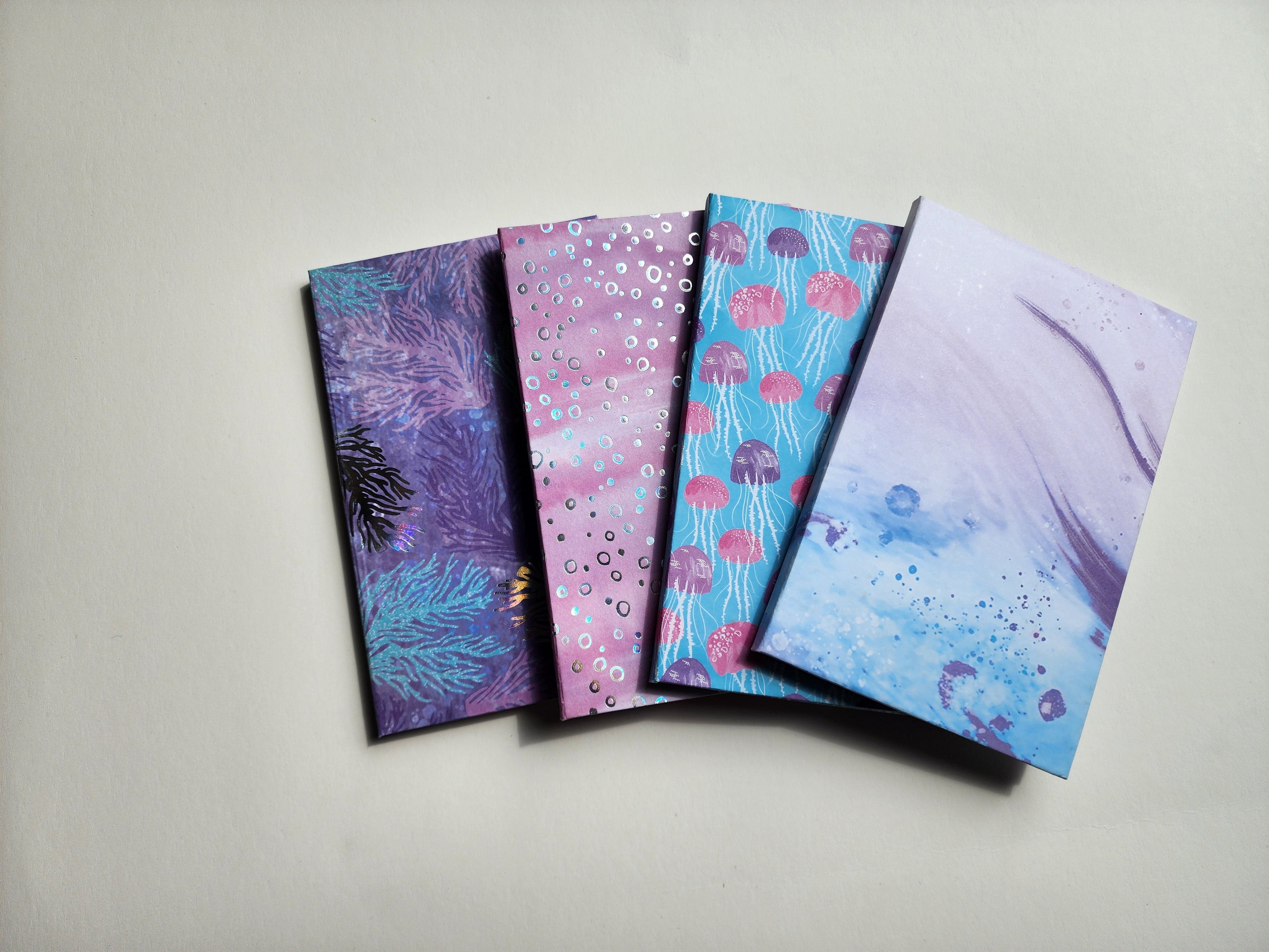 Set of 4.5x7 Hardcover Perfect Bound Notebooks Sea Themed