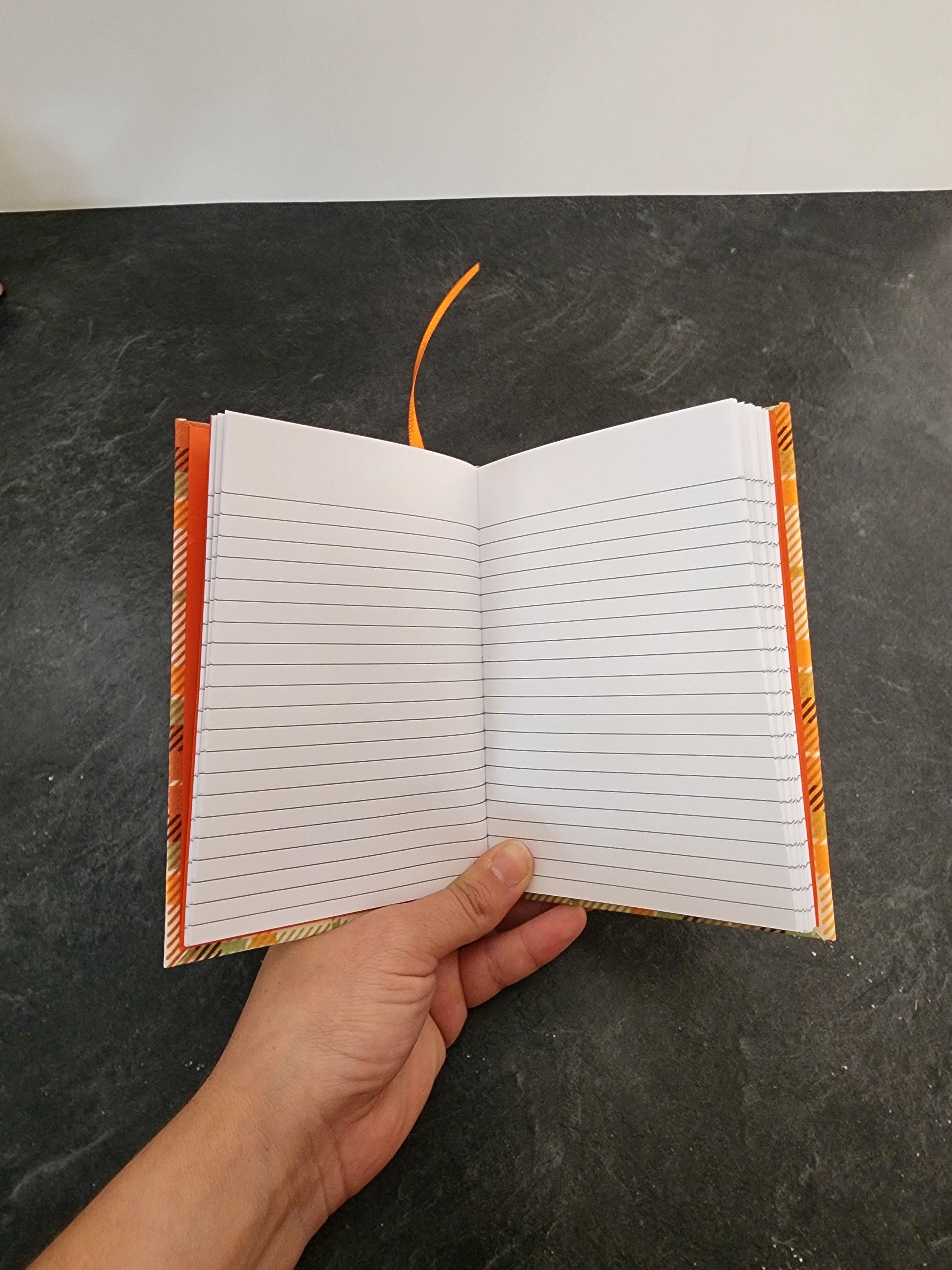 A6 Haardcover Journal Orange plaid
