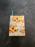 A6 Hardcover Journal Teal Pumpkins and sunflowers