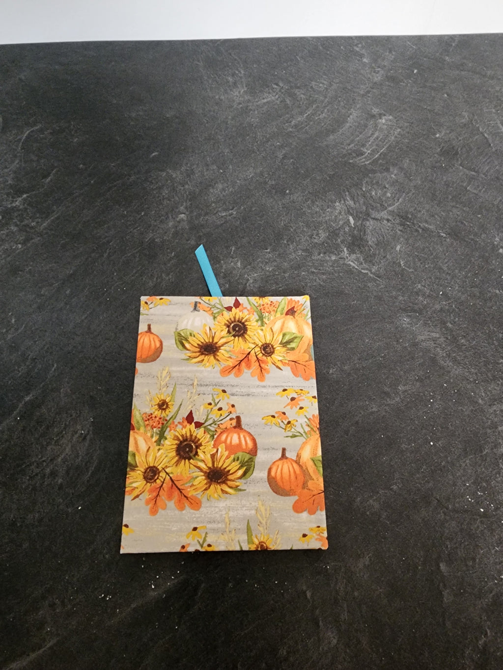A6 Hardcover Journal Teal Pumpkins and sunflowers