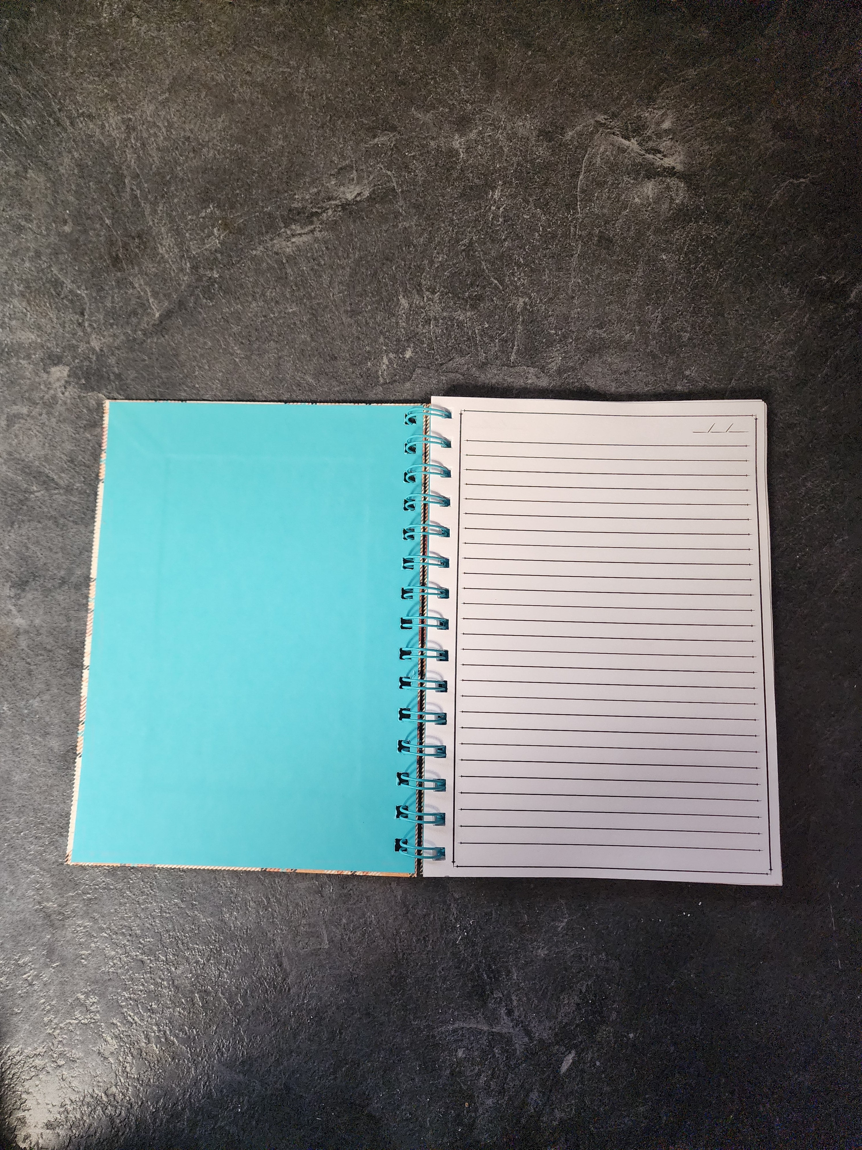 Hardcover Spiral Notebook Teal Plaid