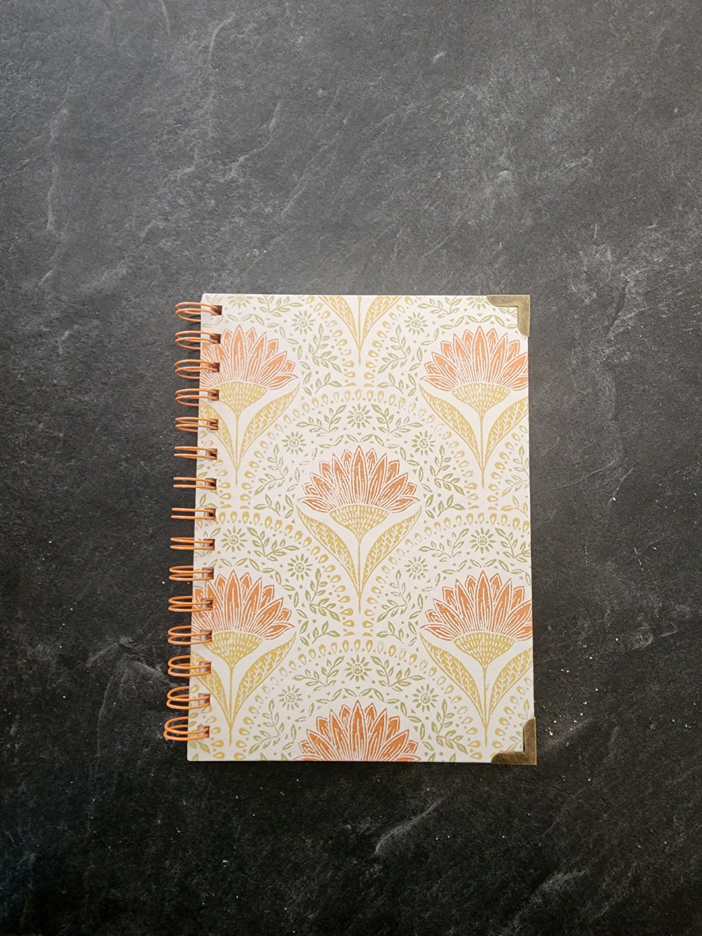 Hardcover Spiral Notebook Orange Flowers