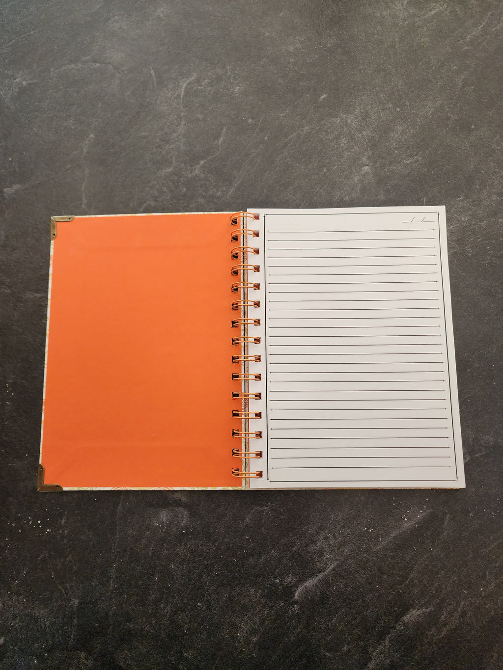 Hardcover Spiral Notebook Orange Flowers