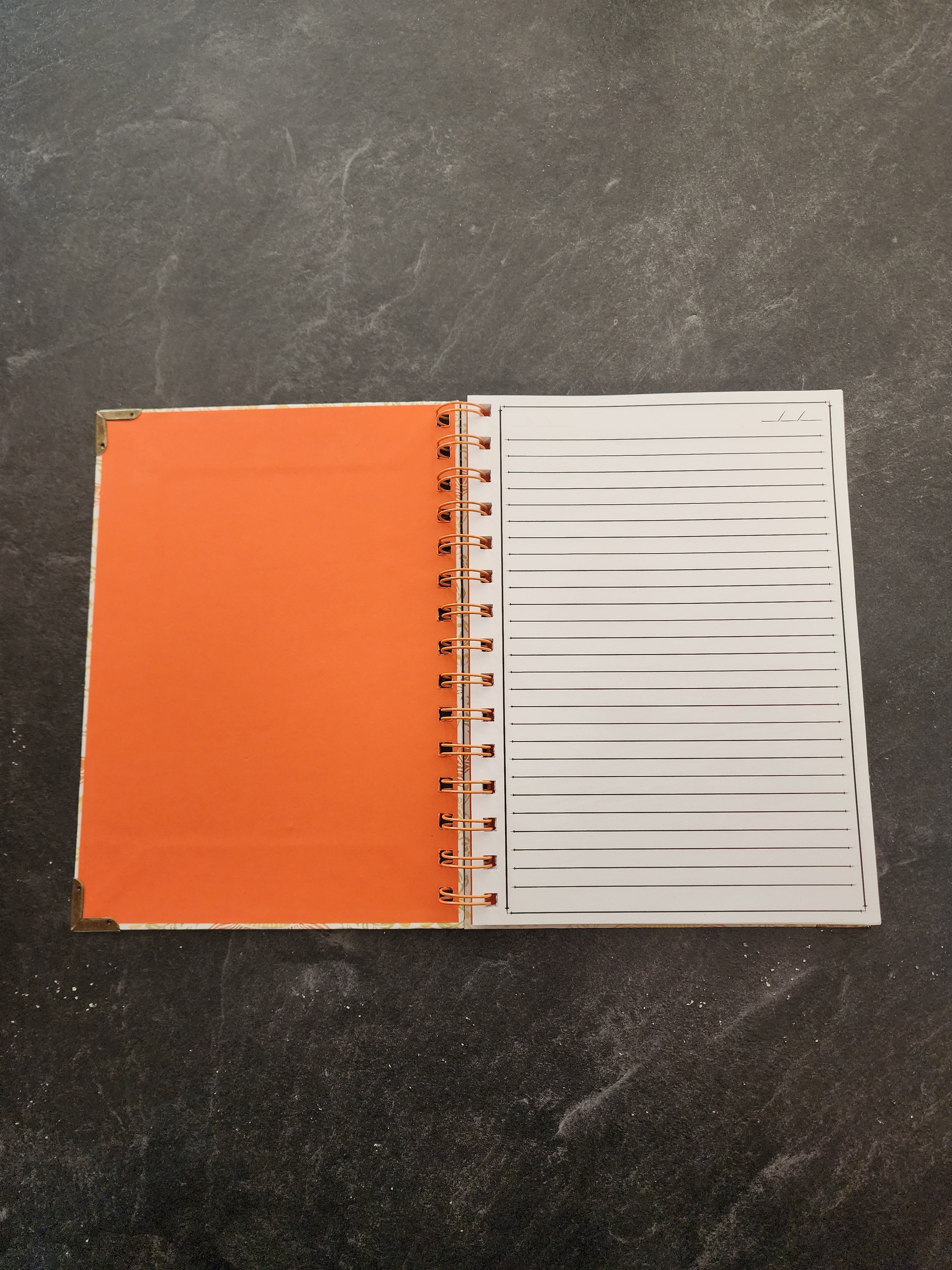 Hardcover Spiral Notebook Orange Flowers