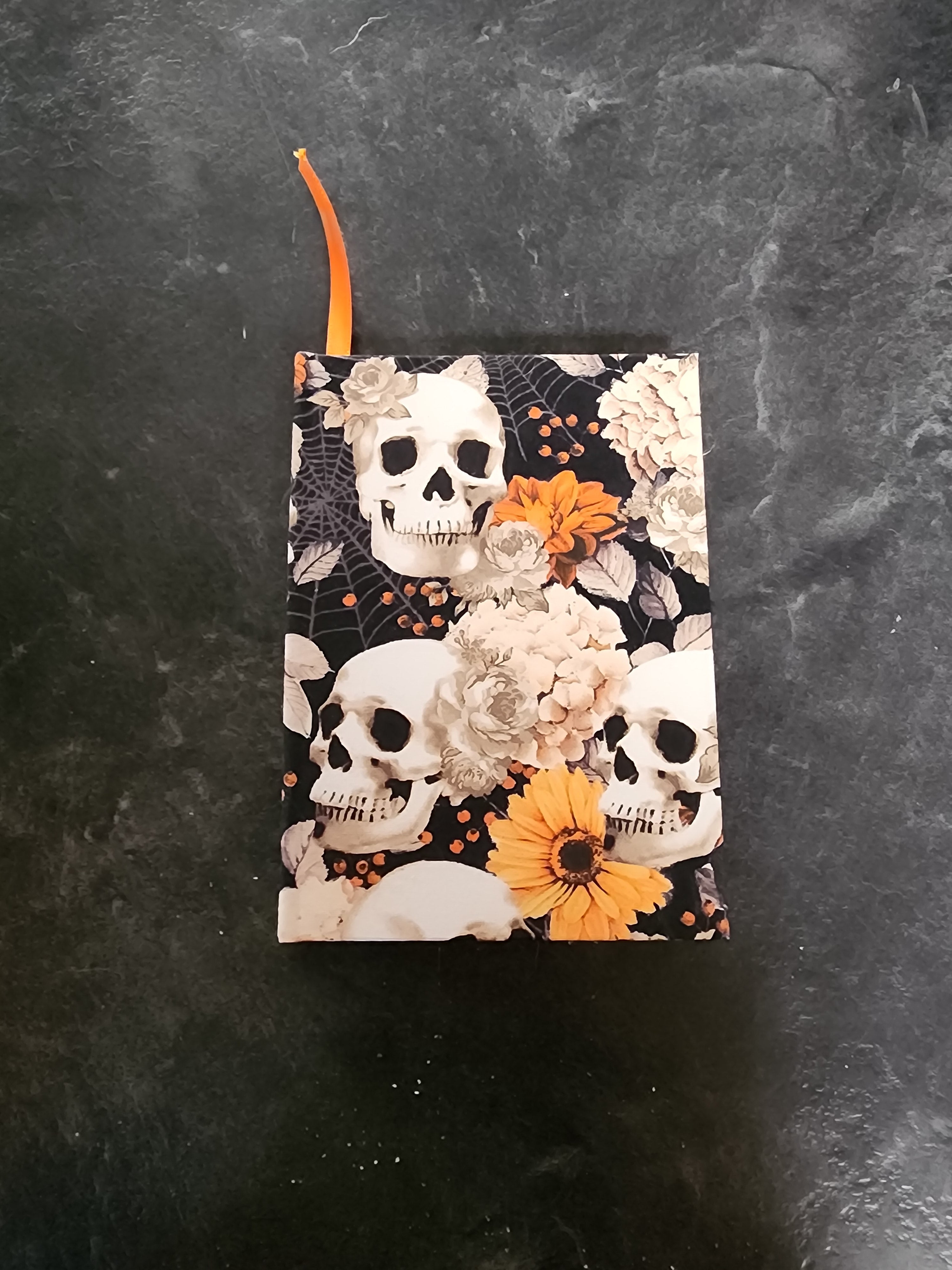 A6 Hardcover Journal Orange Skulls