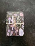 Set of 3 4x5 Softcover Notebooks Blue Crystals, Pink Moths and Green Leaves