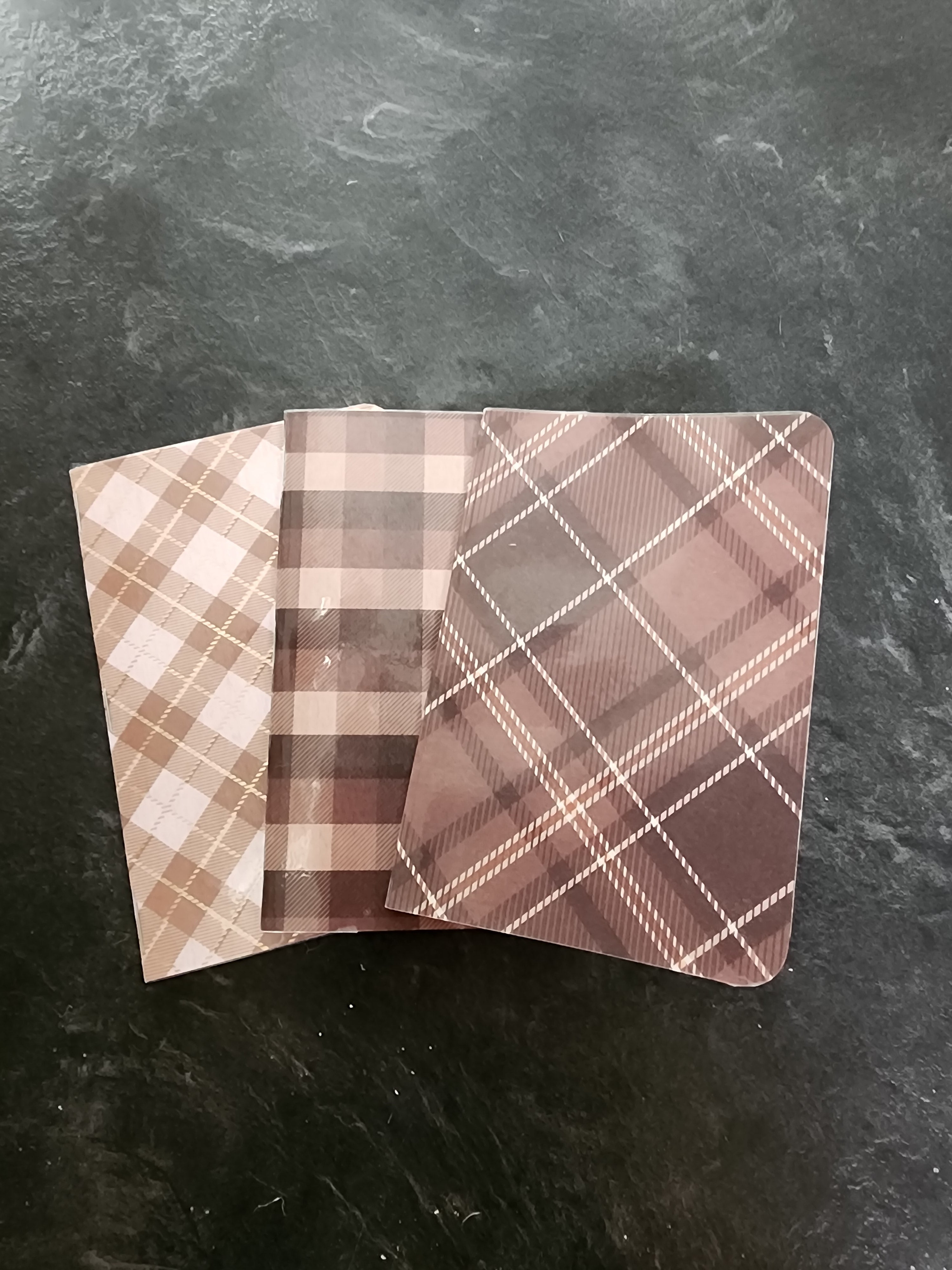 Set of Three 4x5 Notebooks Brown Plaid