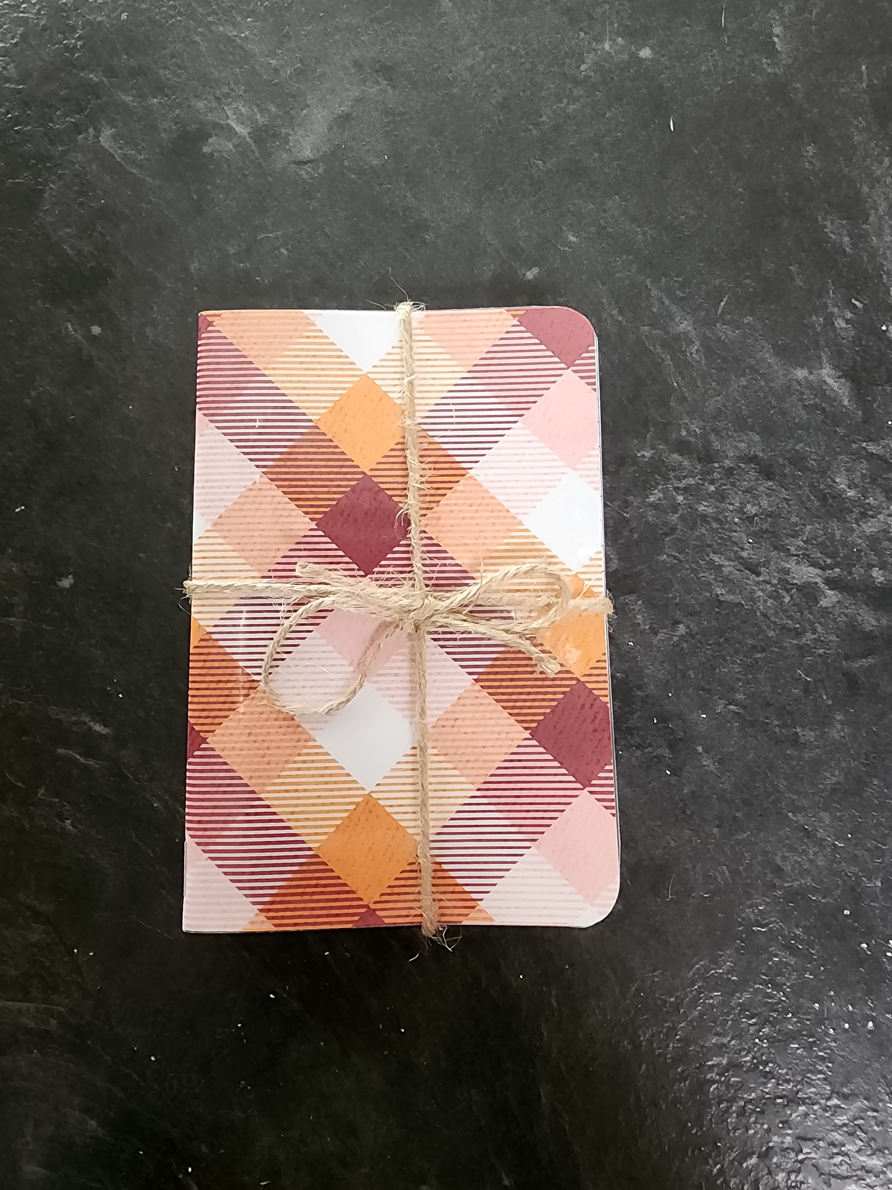 Set of 3 4x5 Softcover Notebooks Orange Plaid, Baige Plaid and Fall Checker