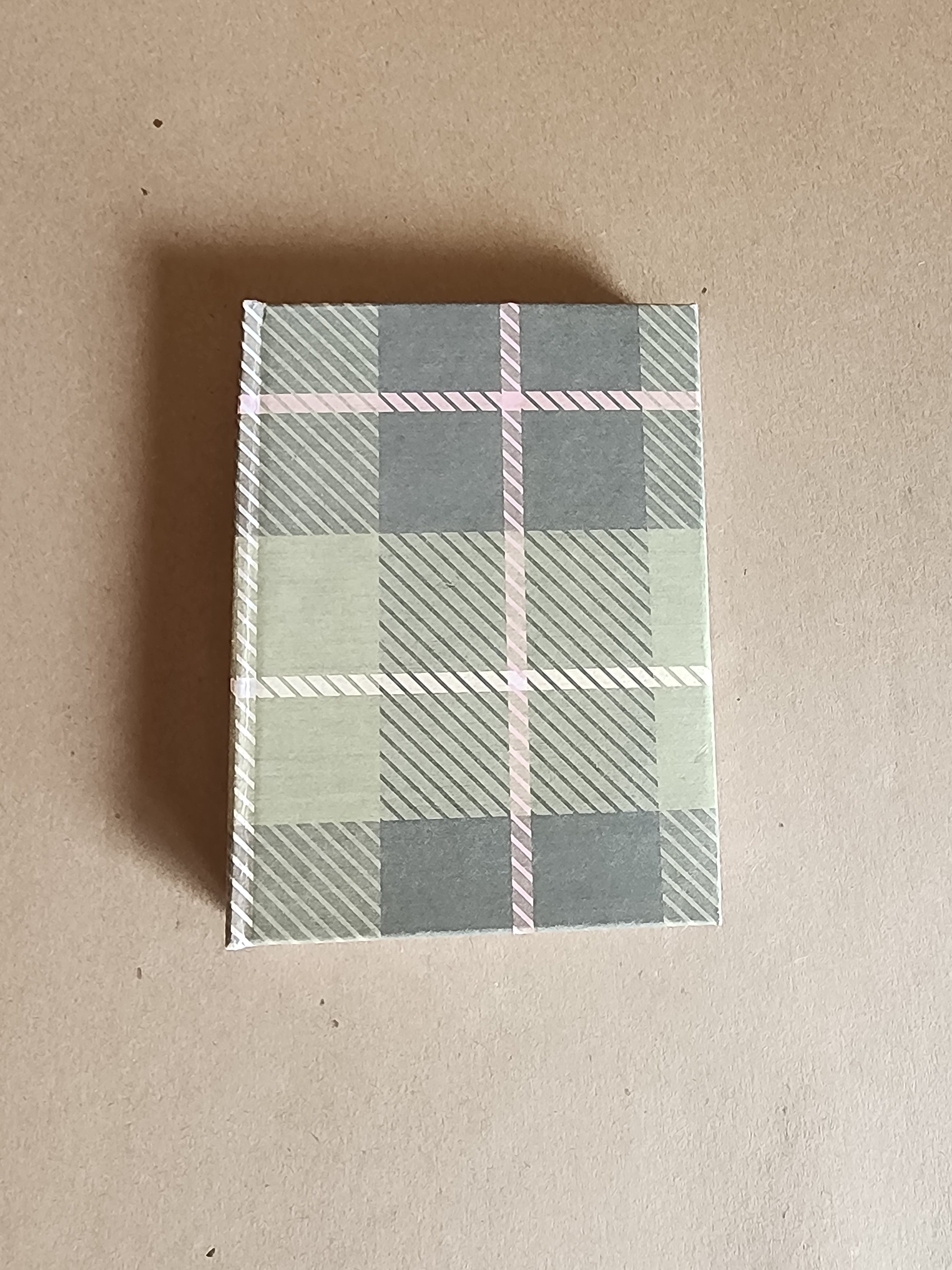 A7 Hardcover Journal Green and Pink Plaid