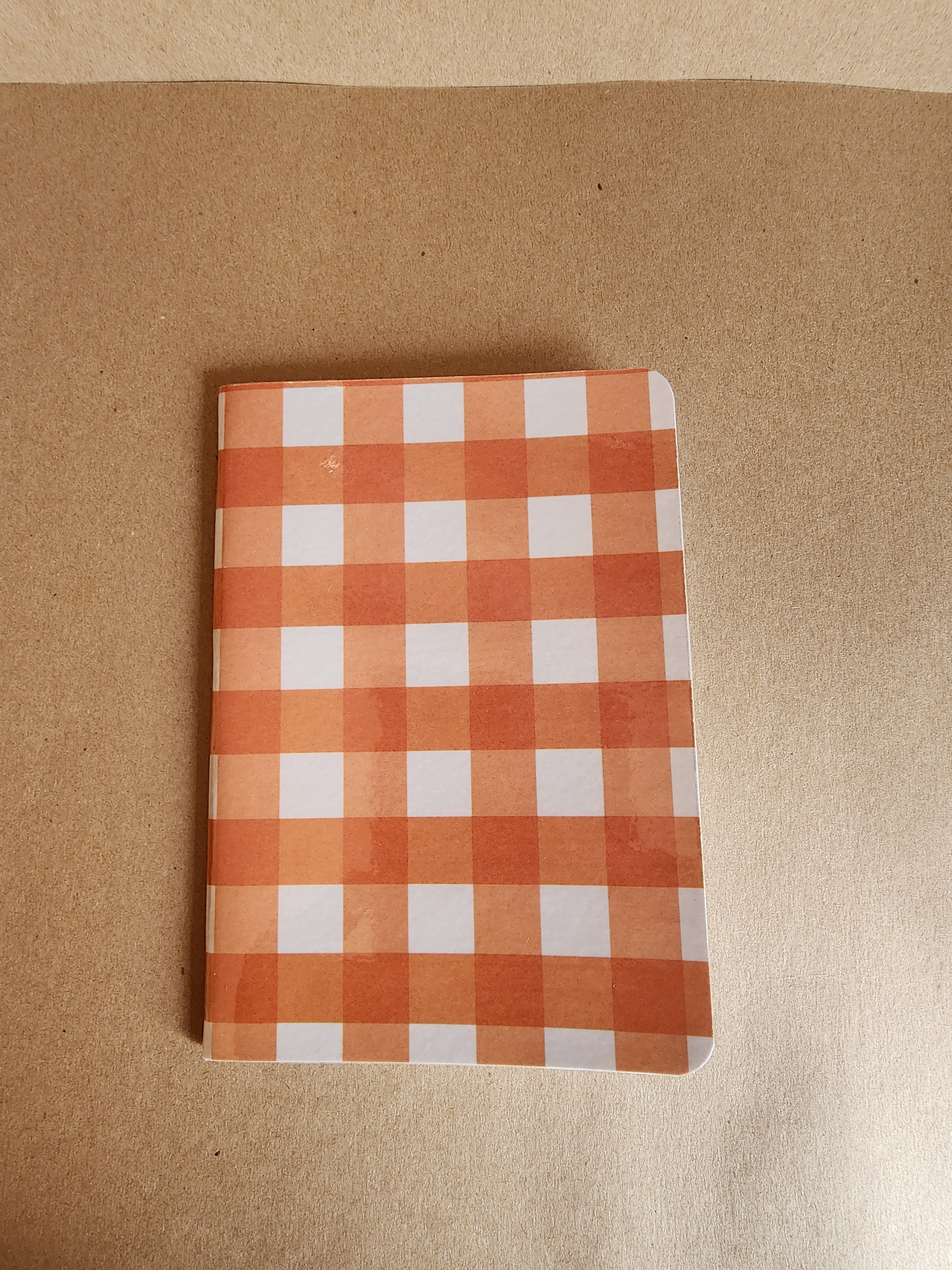5x7 Softcover Journal Orange and White Checker