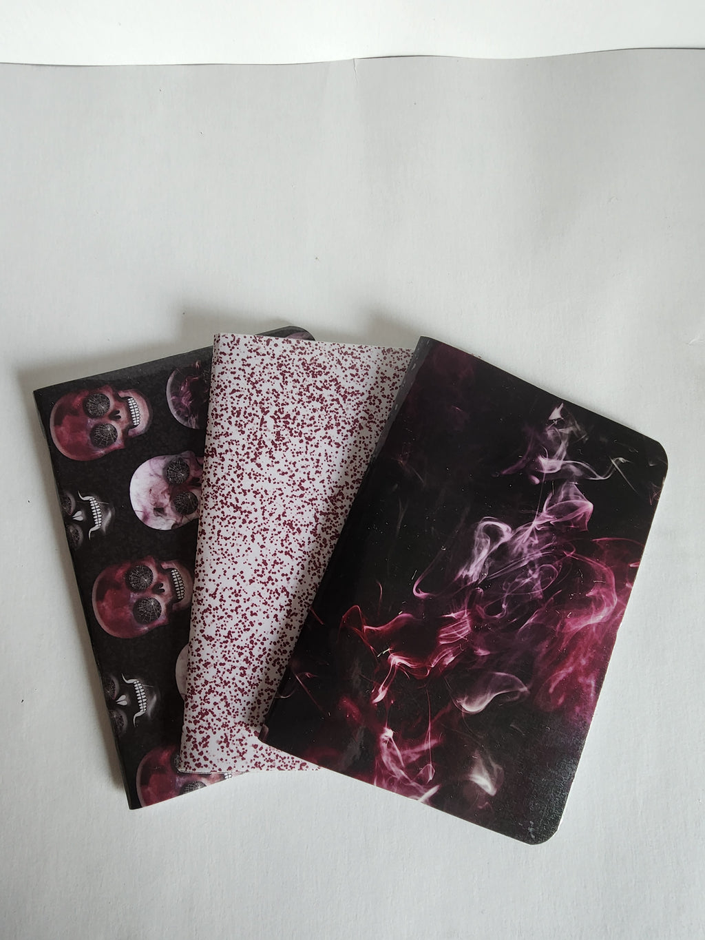 Set of 3 4x5 notebooks Witchy Maroon Skulls