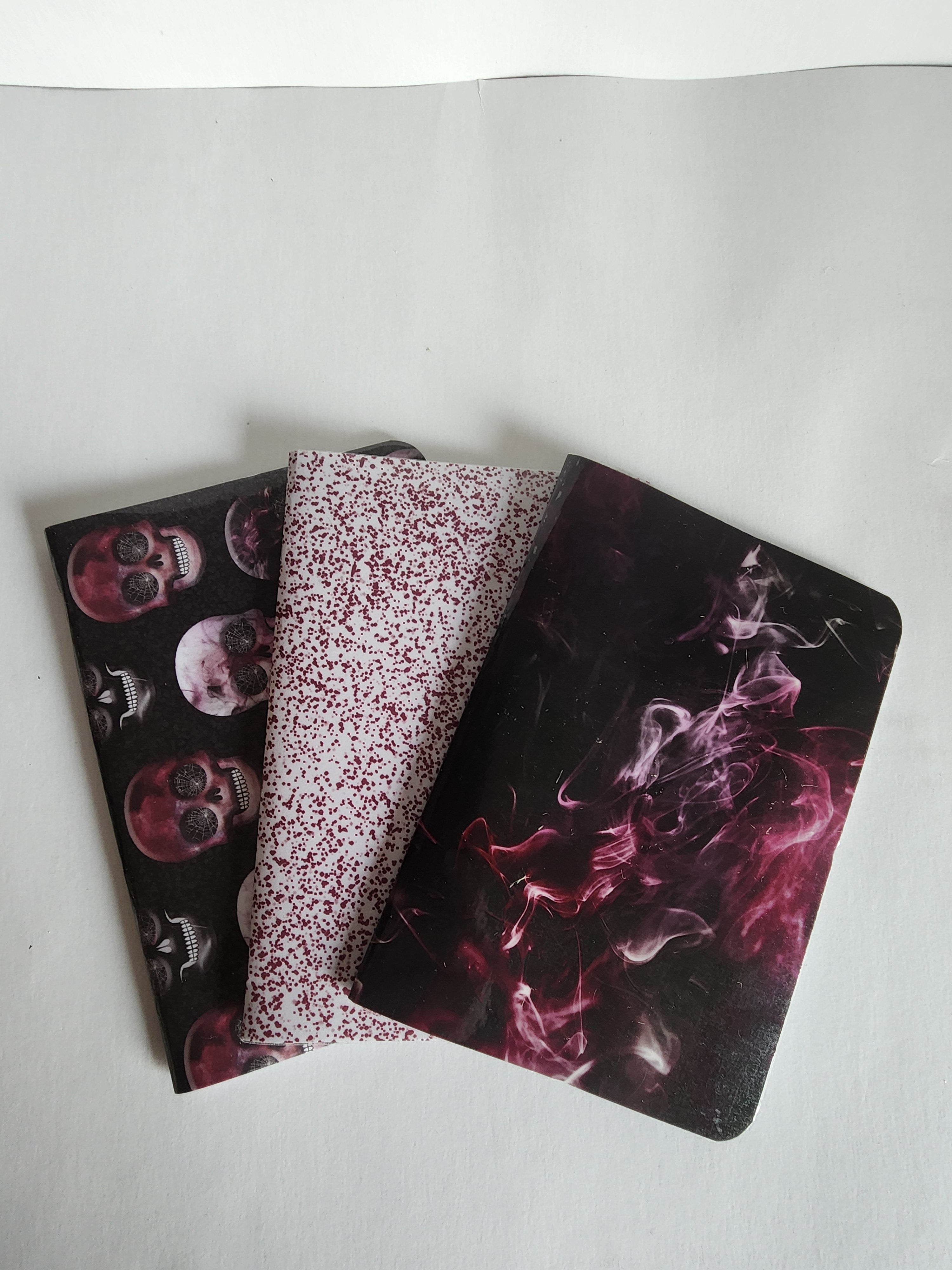 Set of 3 4x5 notebooks Witchy Maroon Skulls