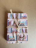 Set od 3 4x5 Softcover Notebooks Pink Books, Book Sayings and Book Tickets