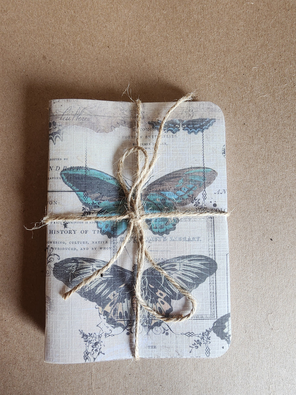 Set of 3 4x5 Softcover Journals Vintage Butterfly, Keys and Flowers