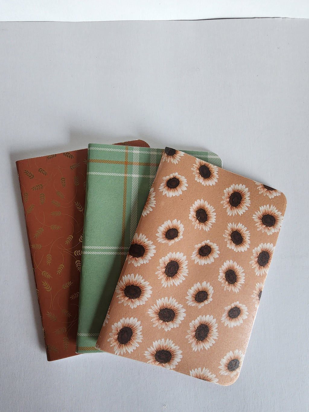 Set of 3 4x5 Softcover Notebooks Sunflower, Green and Orange
