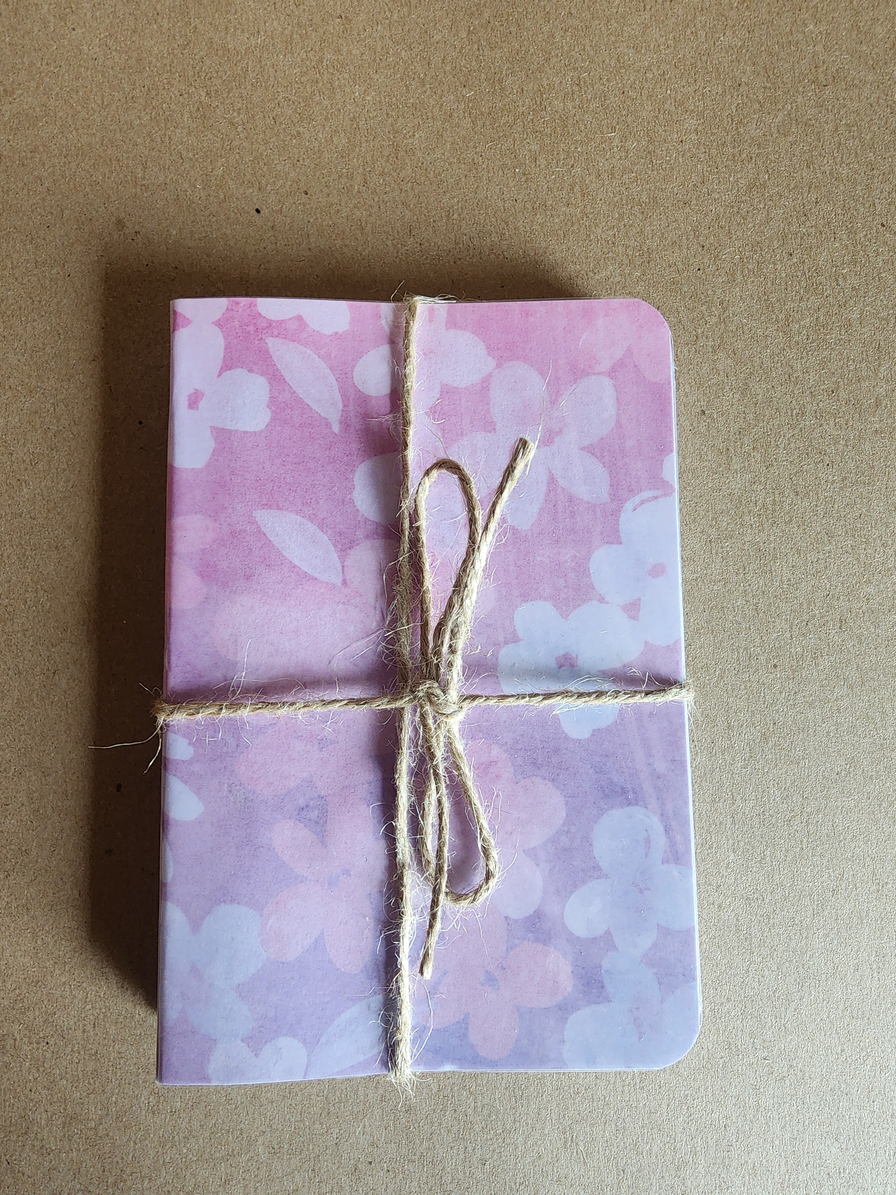 Set of 3 4x5 Softcover Notebooks Pink flowers, Blue and Purple Abstract
