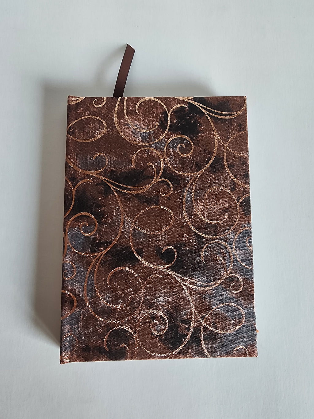 A6 Hardcover Journal Brown with Gold Swirls