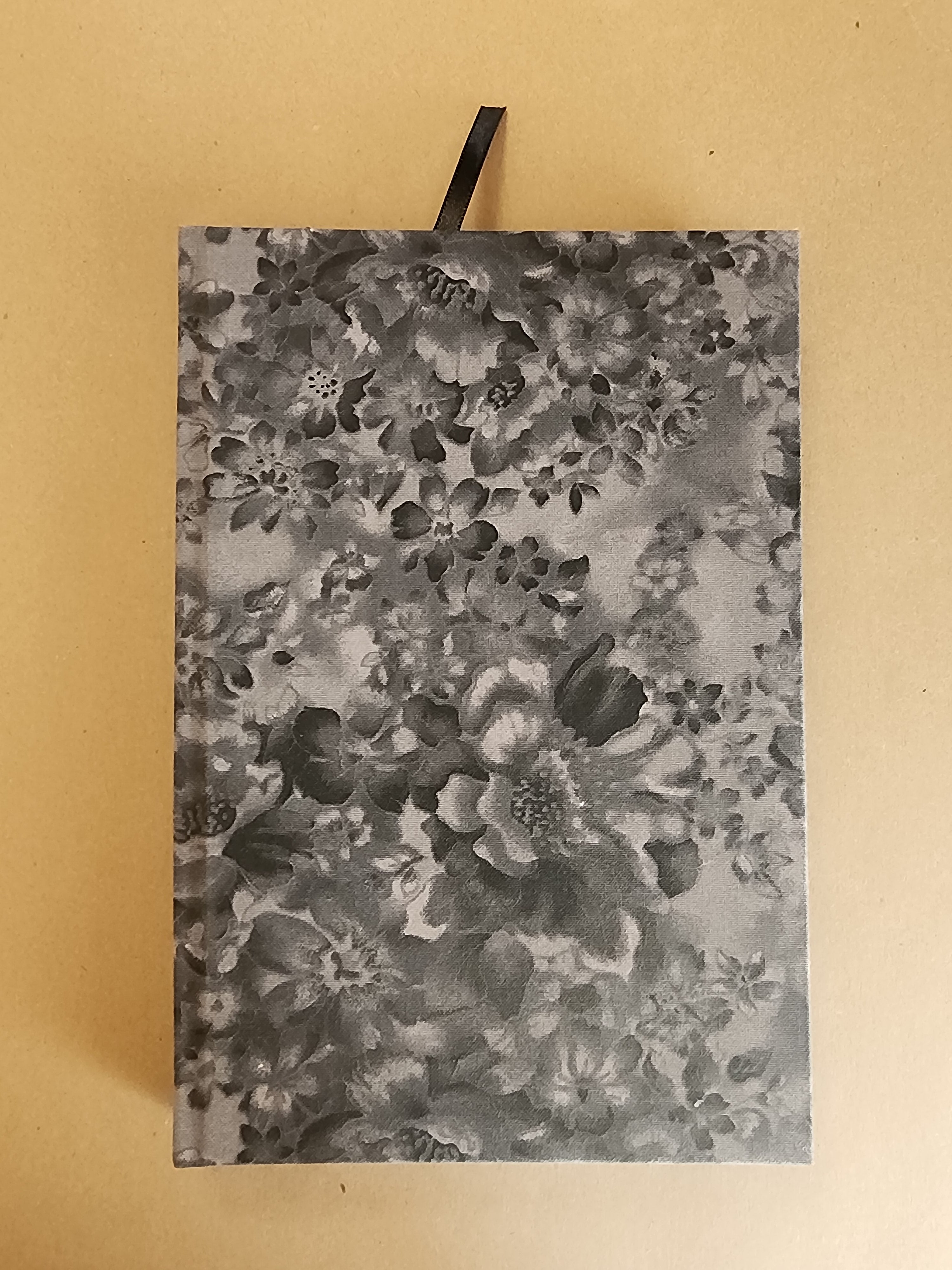 5.5x8.5 Hardcover Journal Black Flowers