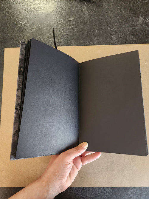 5.5x8.5 Hardcover Journal Black Flowers
