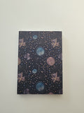 A6 Exposed Binding Hardcover Journal Blue and Pink Moons