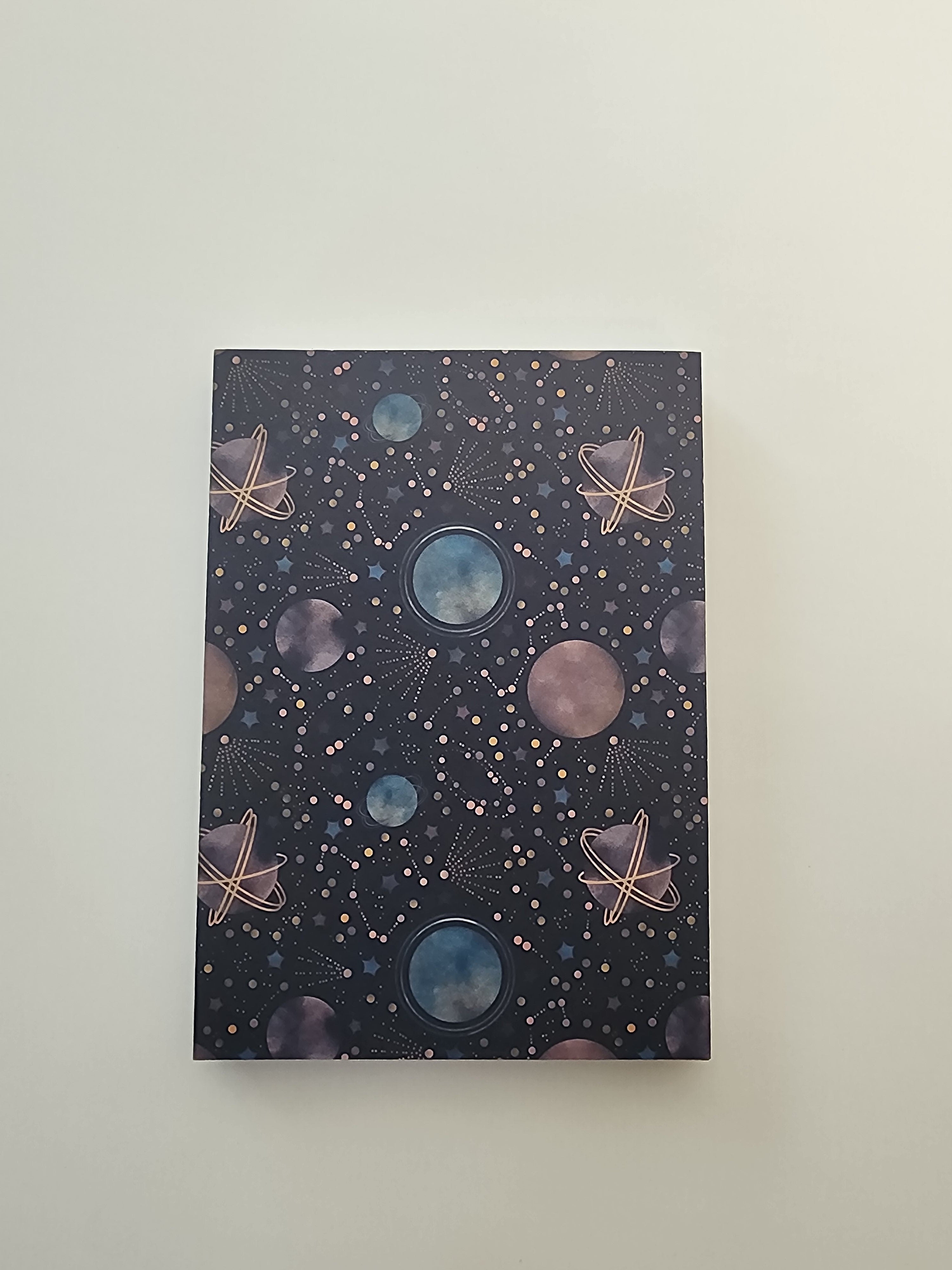 A6 Exposed Binding Hardcover Journal Blue and Pink Moons