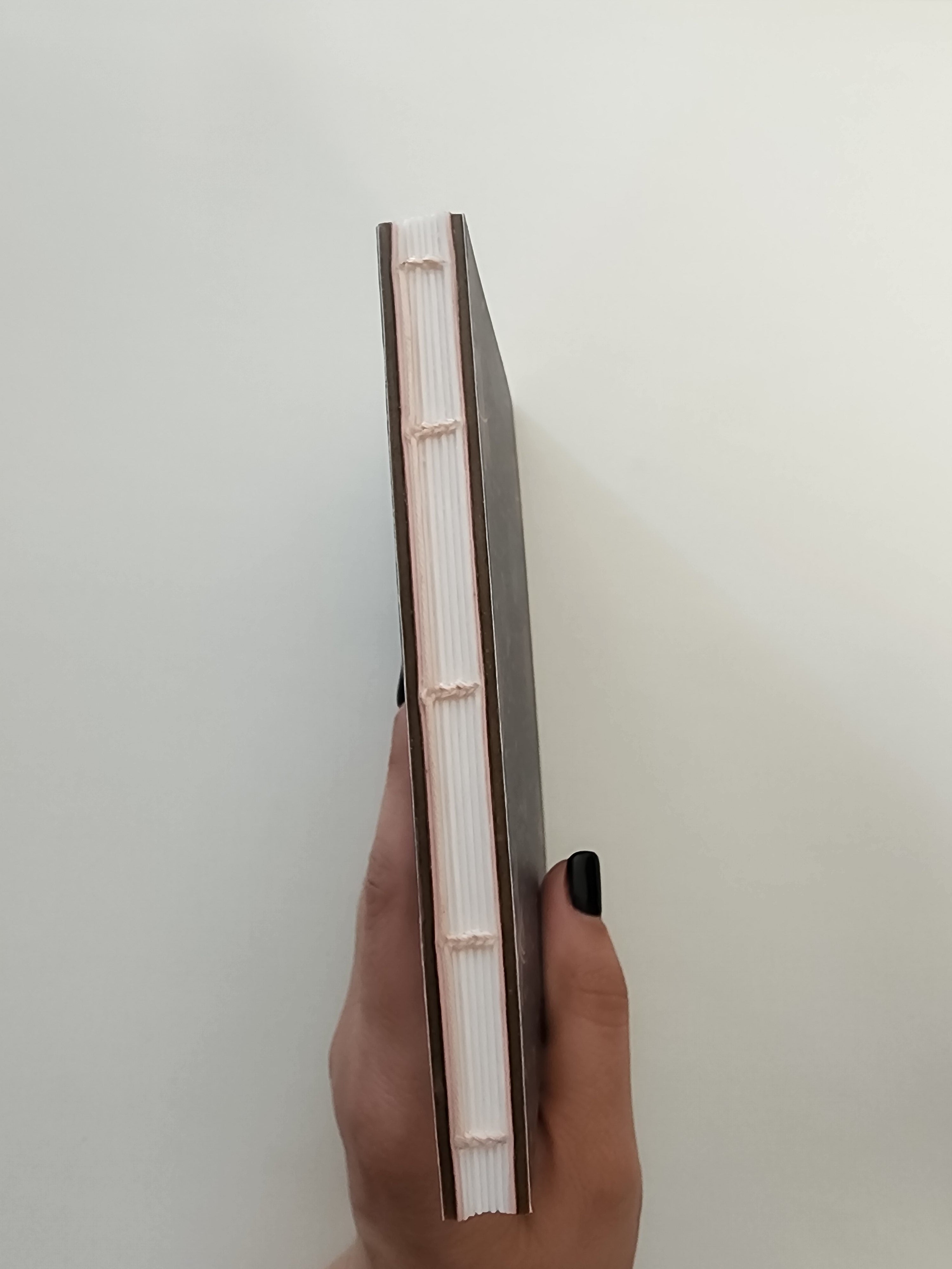 A6 Exposed Binding Hardcover Journal Blue and Pink Moons