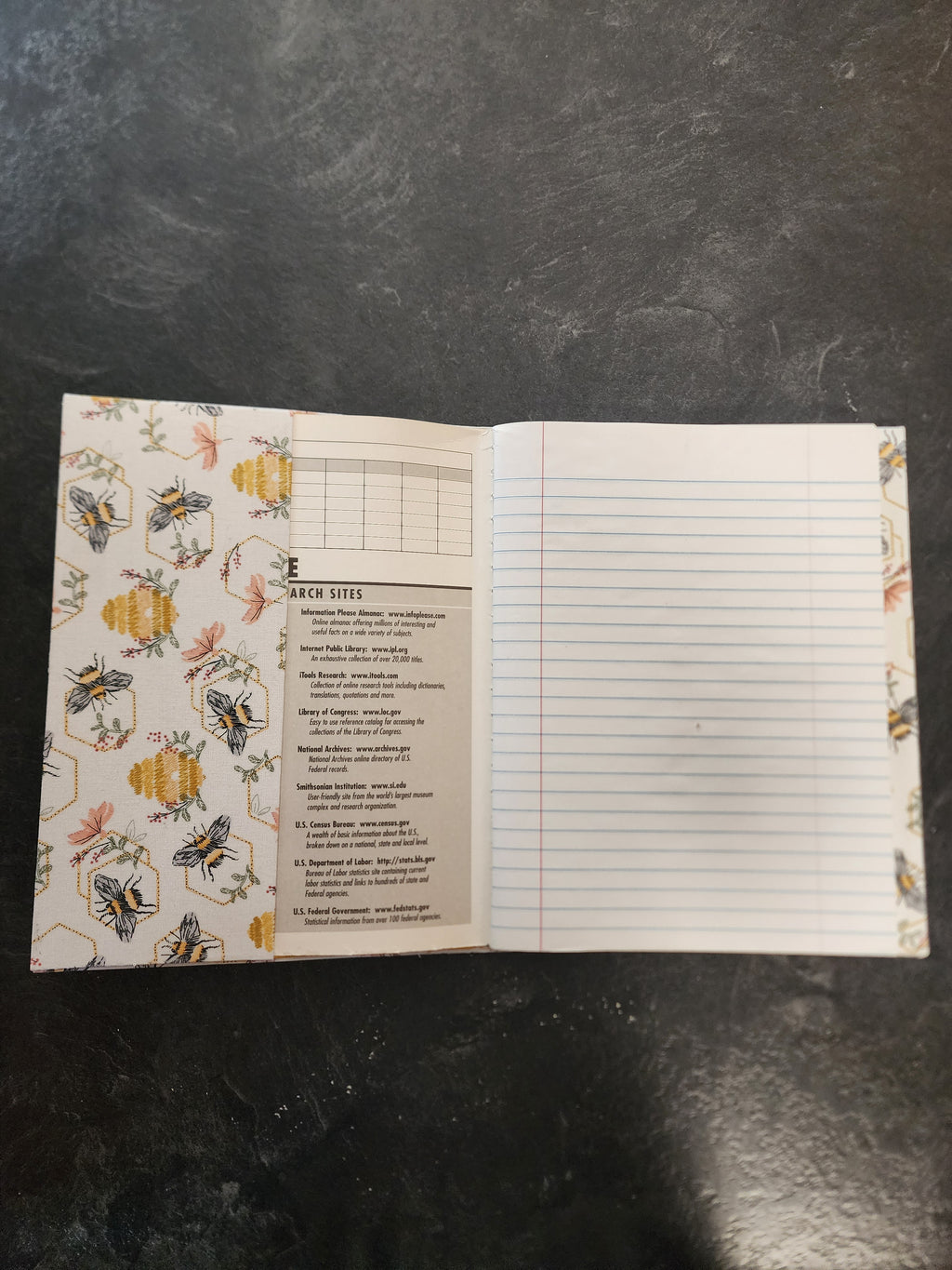 Large Refillable Composition Book Holder Bees