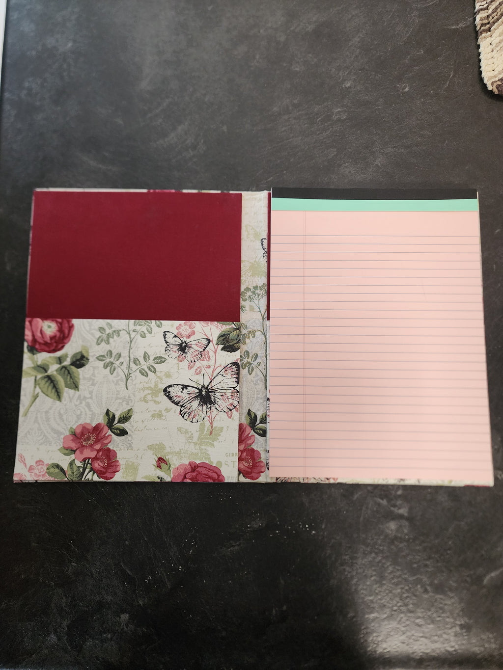 Refillable Legal Notepad Holder Red Flower