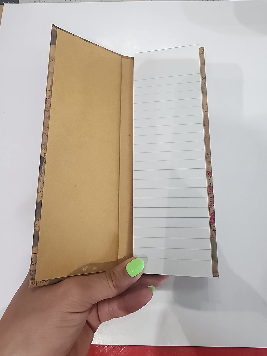 Hardcover Skinny Notepad Pink Glitter Rose