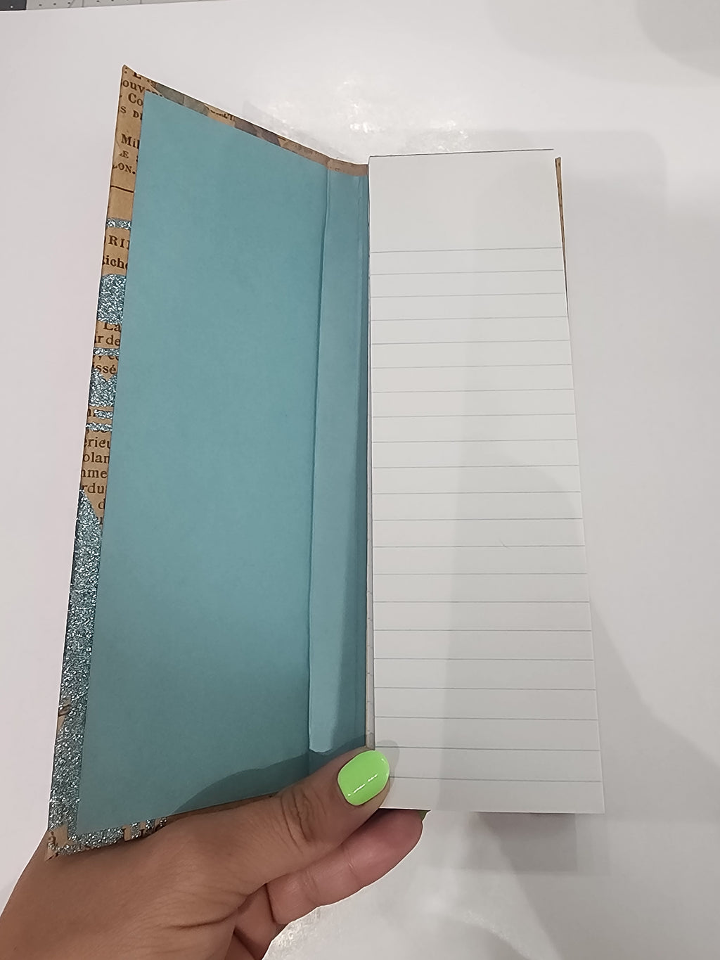 Hardcover Skinny notepad Blue Glitter Swirl