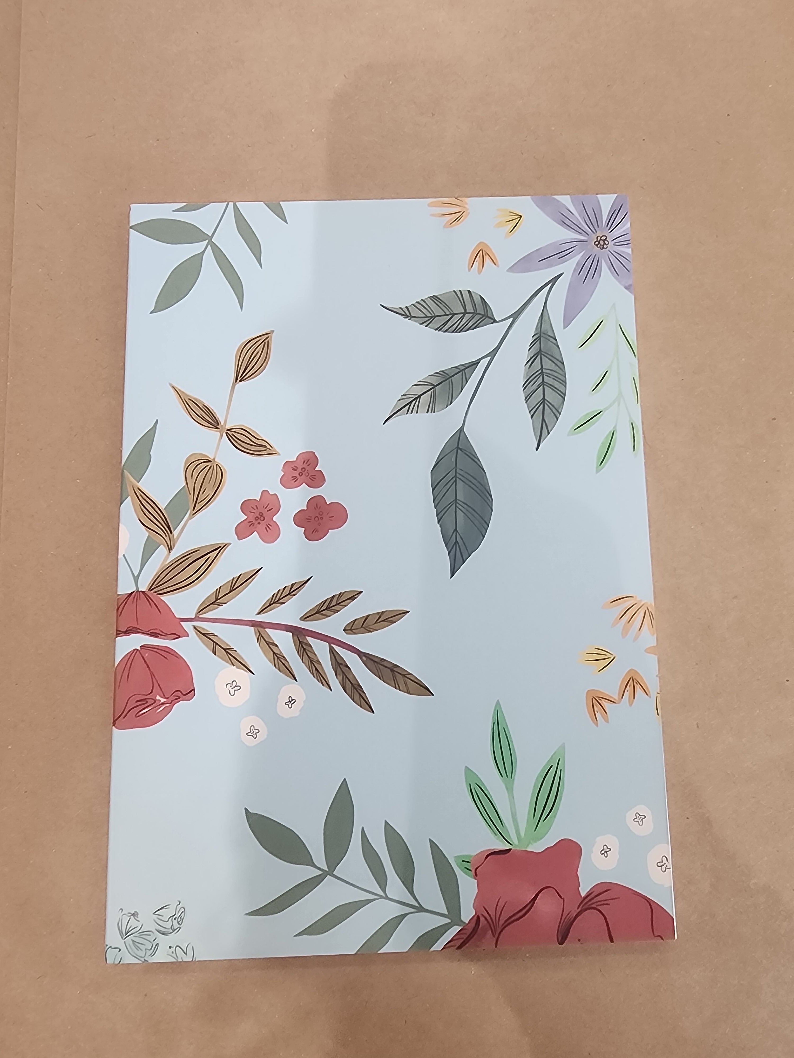 5x7 Perfect Bound Softcover Notebook Light Blue Floral