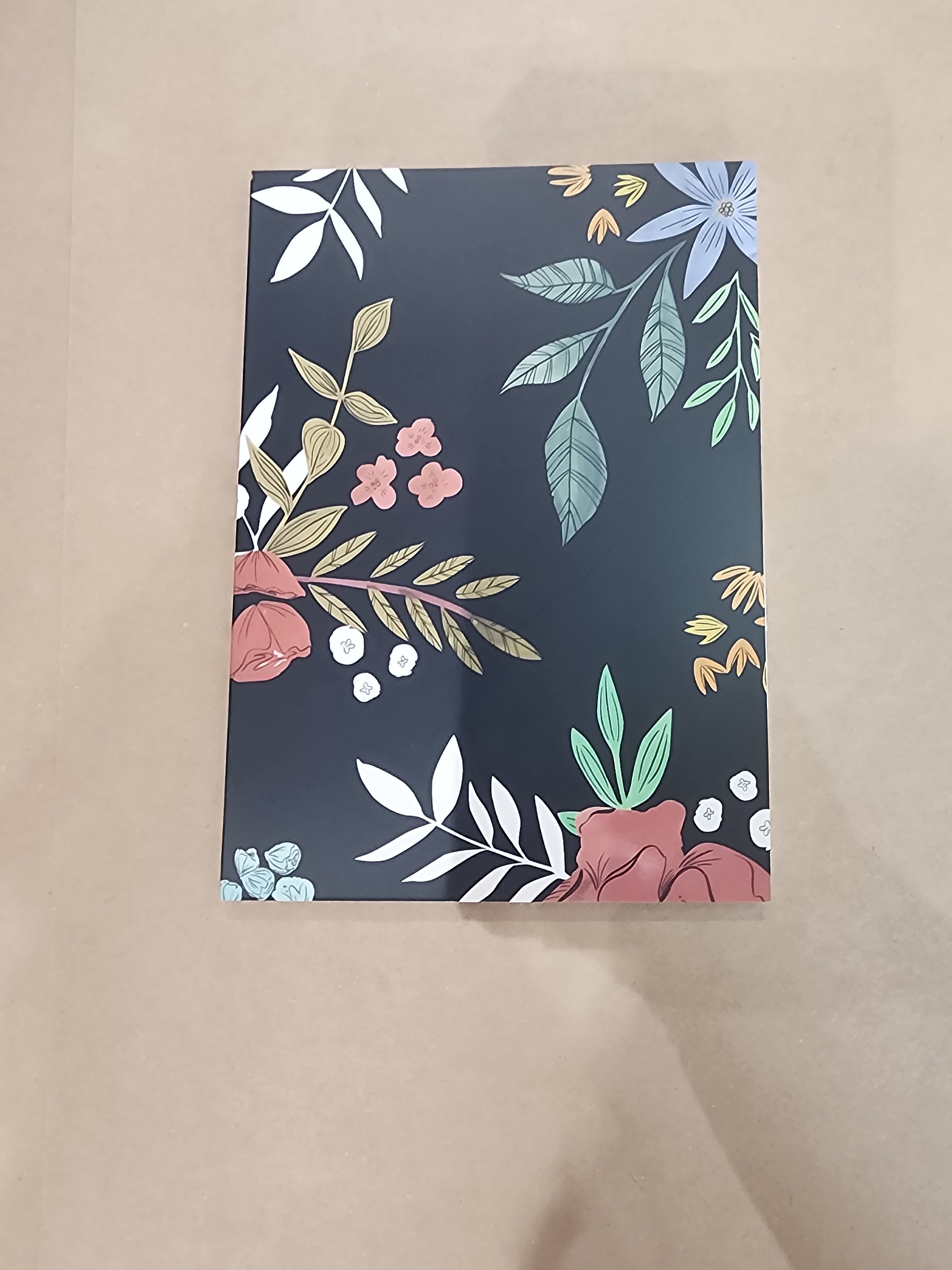 5x7 Softcover Perfect Bound Notebook Black Floral